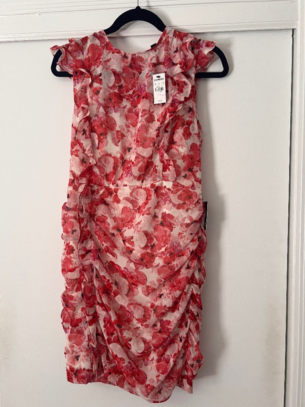 Express Floral Ruffle Ruched Dress – Size Small – NWT